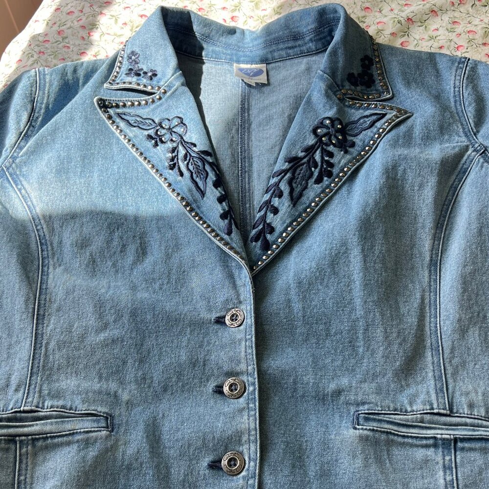 DG2 Diane Gilman Light-wash Women's Denim Blazer - Picture 7 of 16